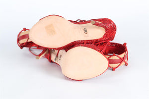 DSQAURED CRYSTAL AND SUEDE OVER THE KNEE SANDALS EU 38 UK 5 US 8