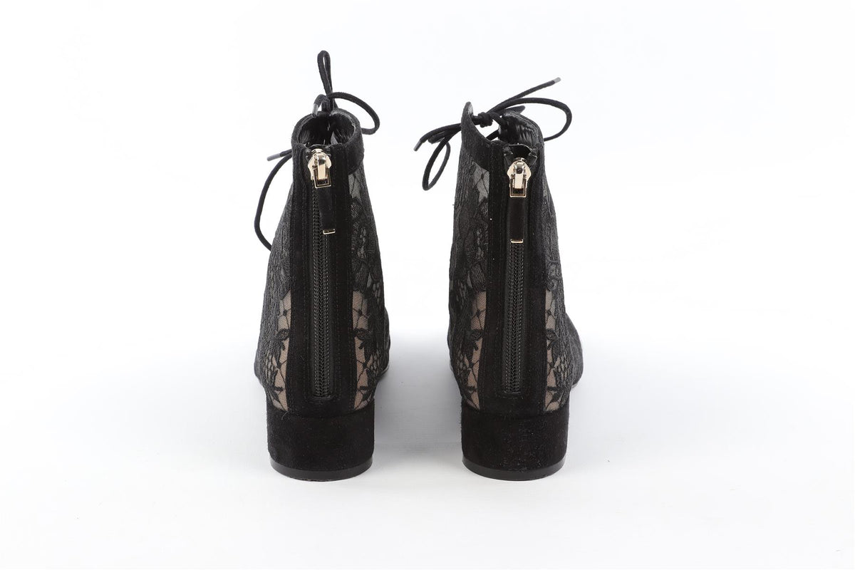 CHRISTIAN DIOR BLACK NAUGHTILY-D SUEDE ANKLE BOOTS EU 37.5 UK 4.5 US 7.5