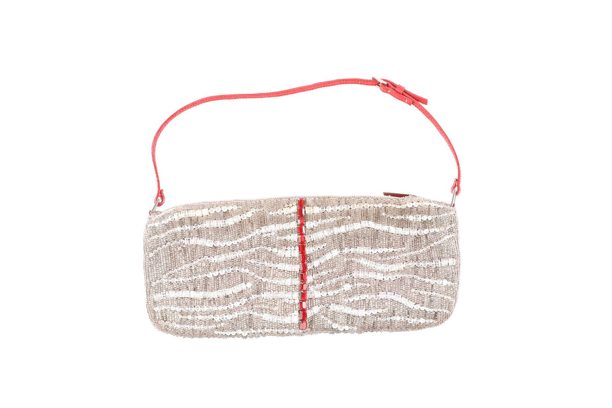 VALENTINO GARAVANI SILVER VINTAGE SEQUIN SHOULDER BAG