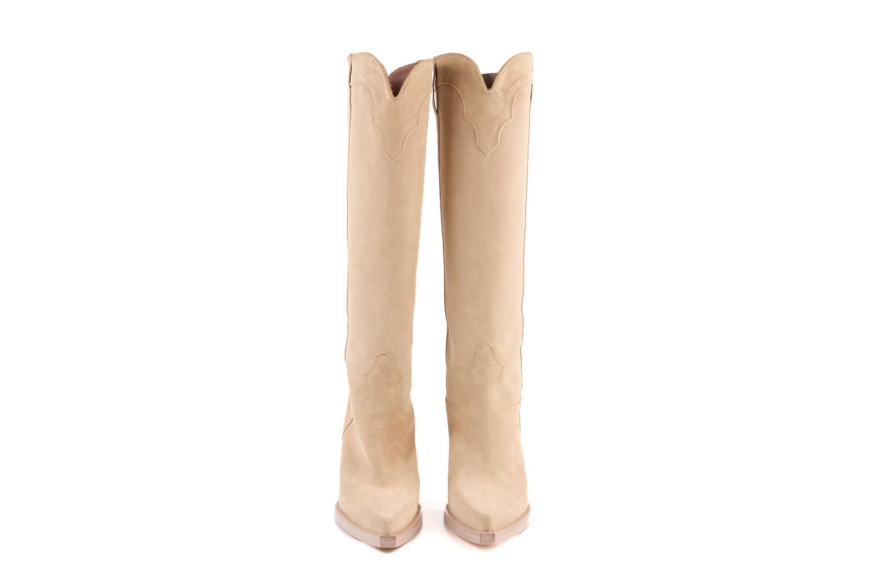 PARIS TEXAS ECRU SUEDE KNEE HIGH BOOTS EU 40 UK 7 US 10