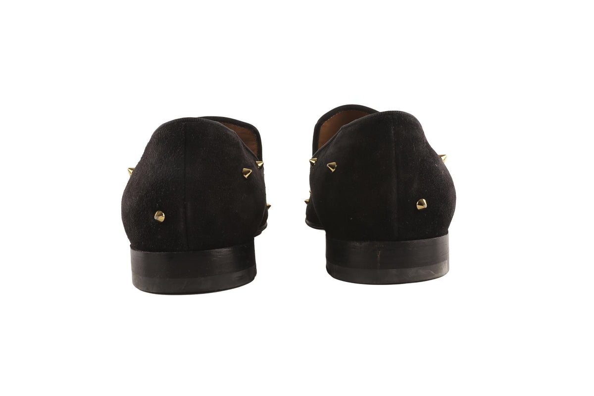 CHRISTIAN LOUBOUTIN BLACK MEN'S SUEDE LOAFERS EU 44 UK 10 US 11