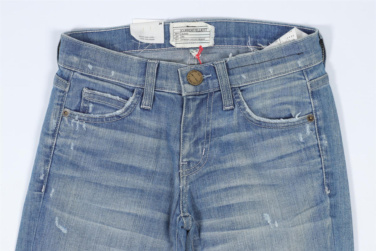 CURRENT/ELLIOTT BLUE MID RISE SKINNY JEANS W24 UK 6