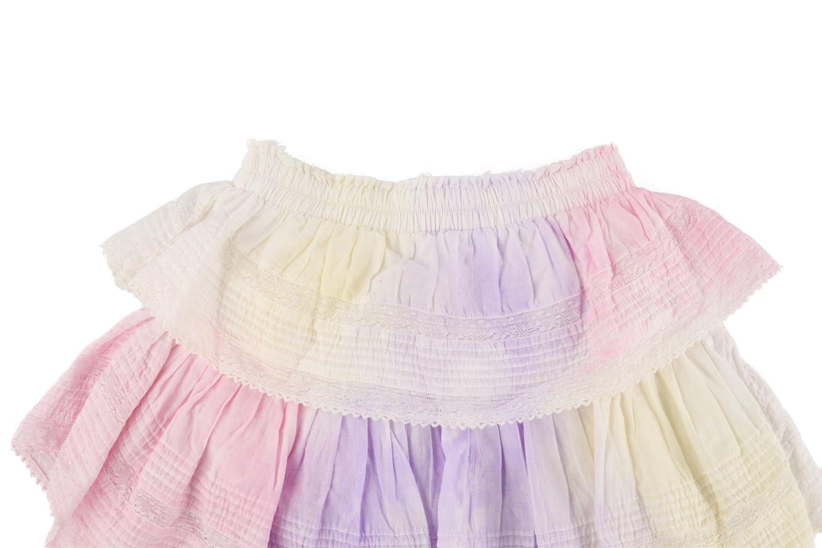 LOVESHACKFANCY MULTI COTTON MINI SKIRT XSMALL