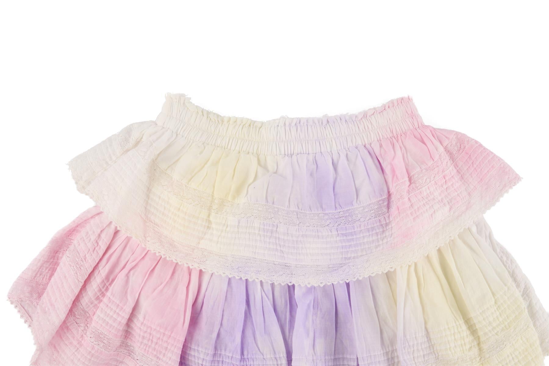 LOVESHACKFANCY MULTI COTTON MINI SKIRT XSMALL