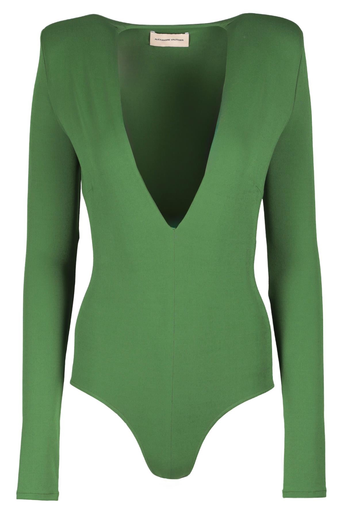 ALEXANDRE VAUTHIER GREEN JERSEY BODYSUIT FR 38 UK 10