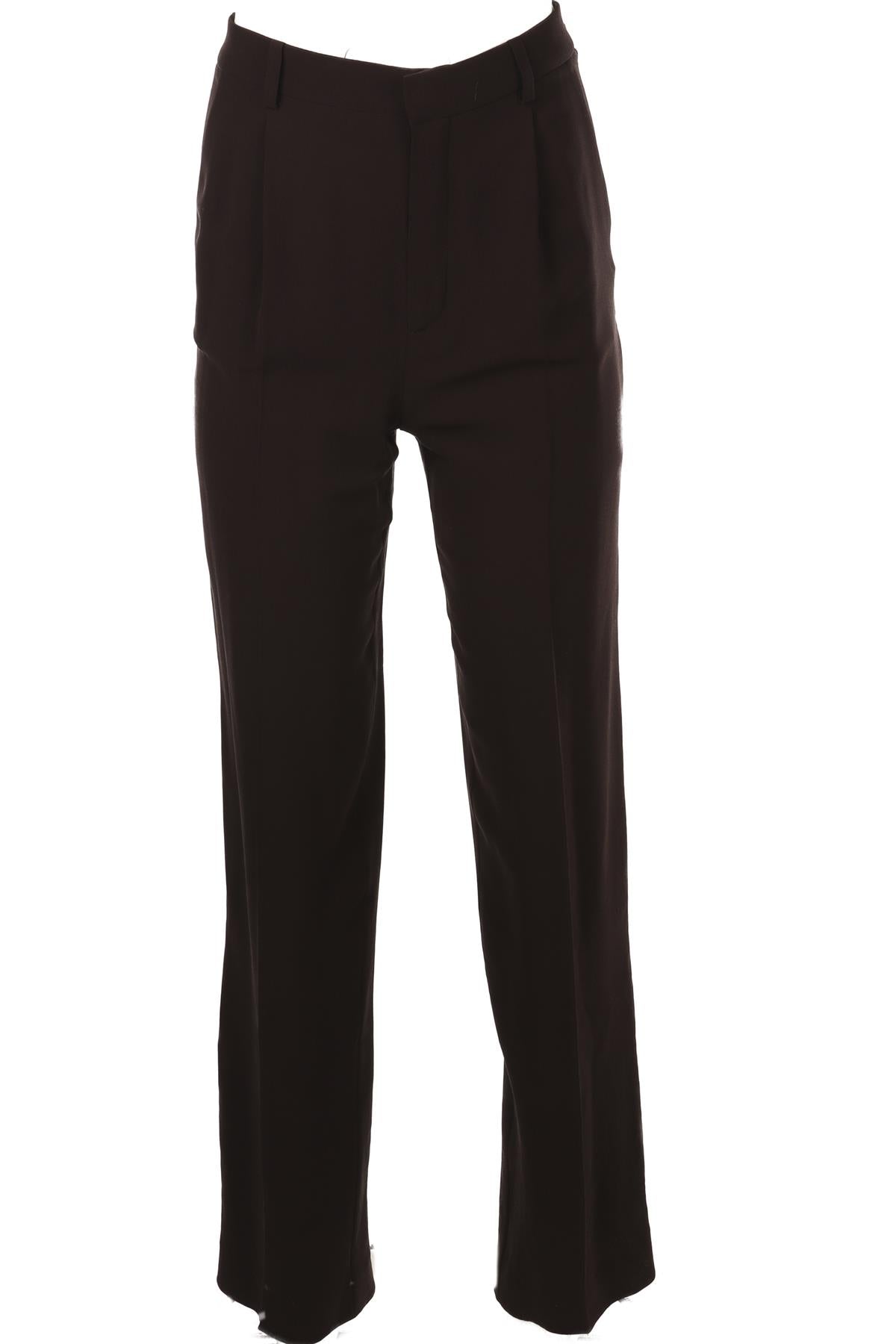 SAINT LAURENT BROWN SILK STRAIGHT LEG PANTS FR 34 UK 6