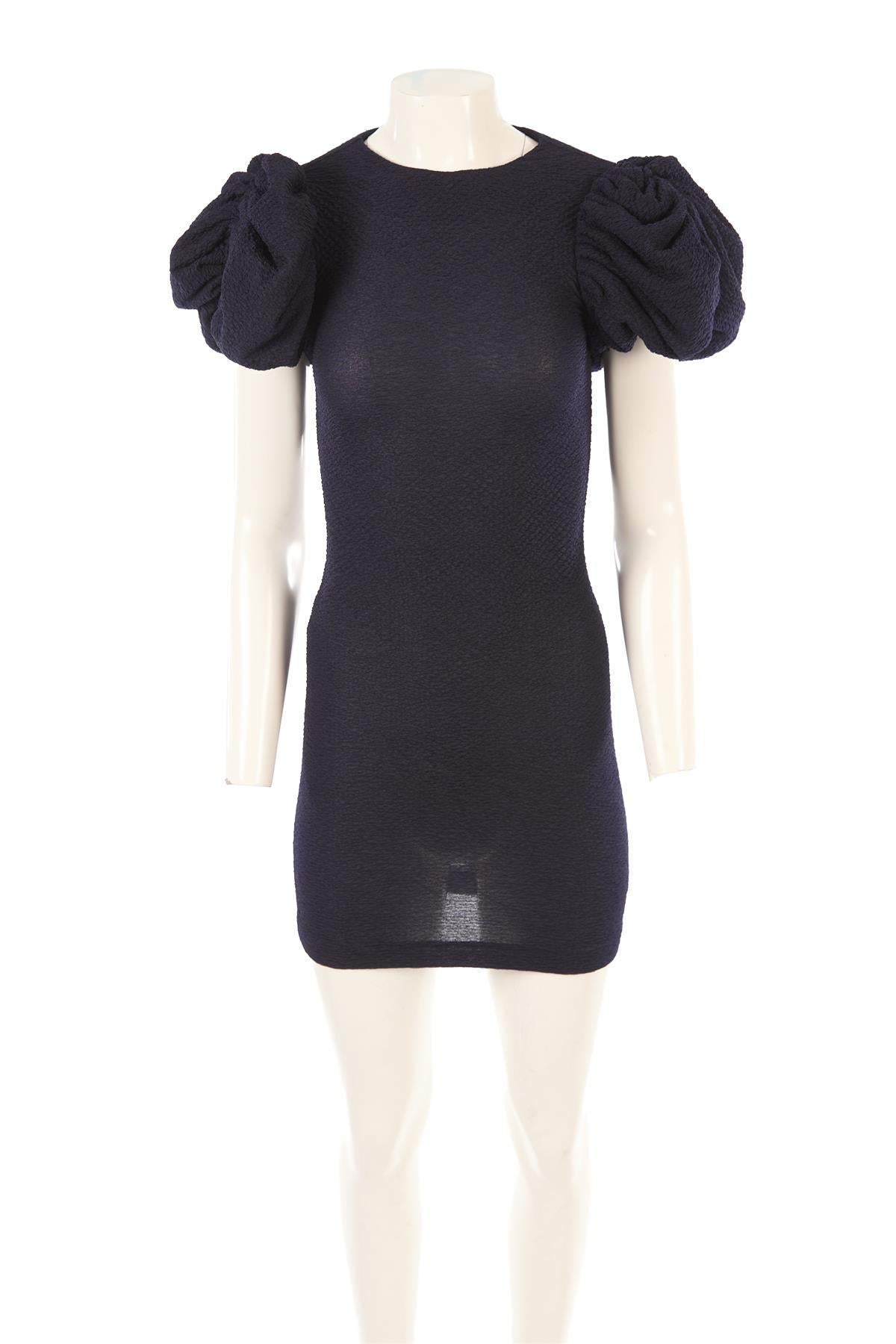 ROTATE BIRGER CHRISTENSEN NAVY WOVEN MINI DRESS DK 36 UK 8