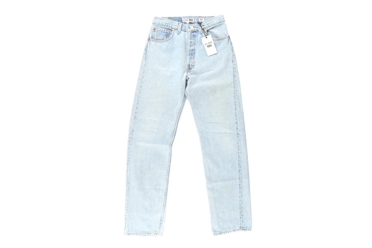 RE/DONE + LEVI'S BLUE HIGH RISE STRAIGHT LEG JEANS W25 UK 6/8