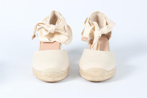 L.K.BENNETT BEIGE CANVAS WEDGE ESPADRILLES EU 39 UK 6 US 9