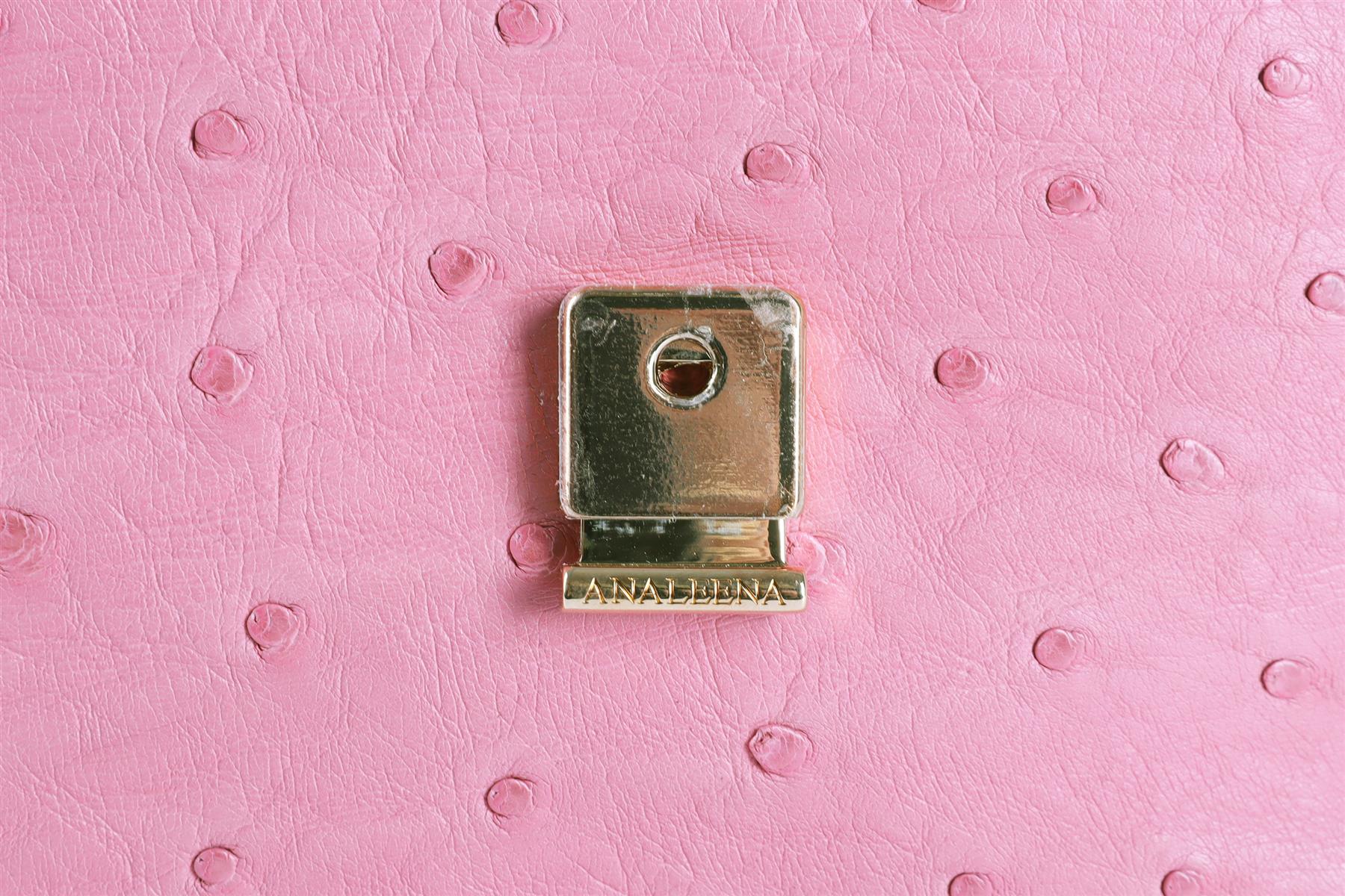 ANALEENA PINK OSTRICH LEATHER CLUTCH