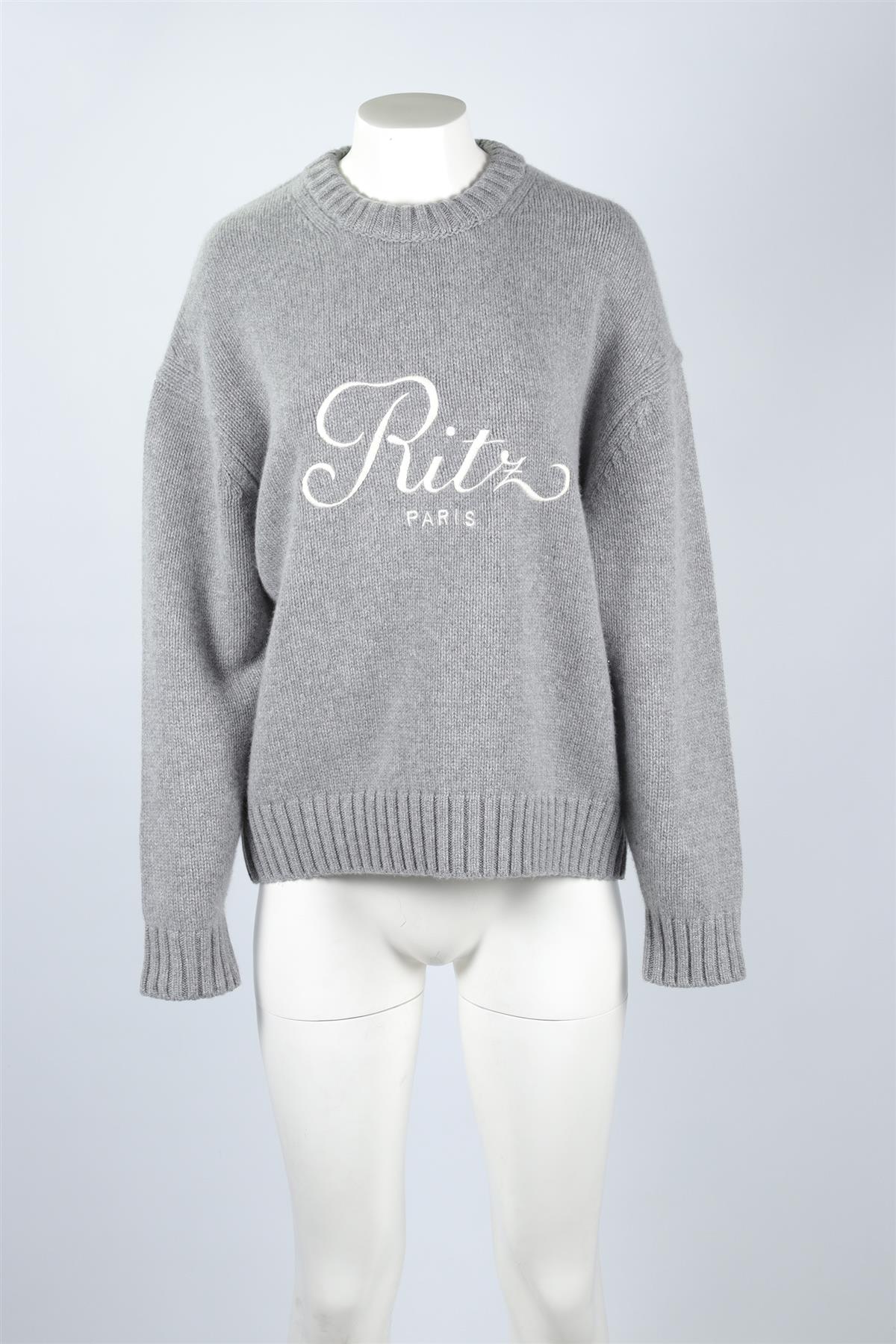 FRAME + RITZ PARIS GREY CASHMERE SWEATER MEDIUM