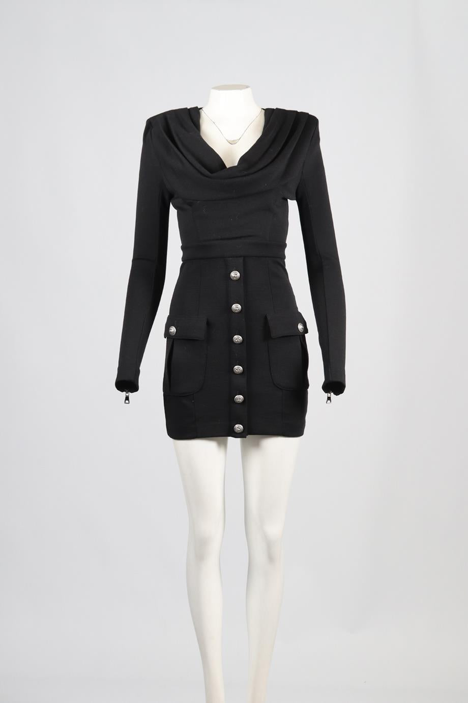 BALMAIN WOOL MINI DRESS FR 36 UK 8