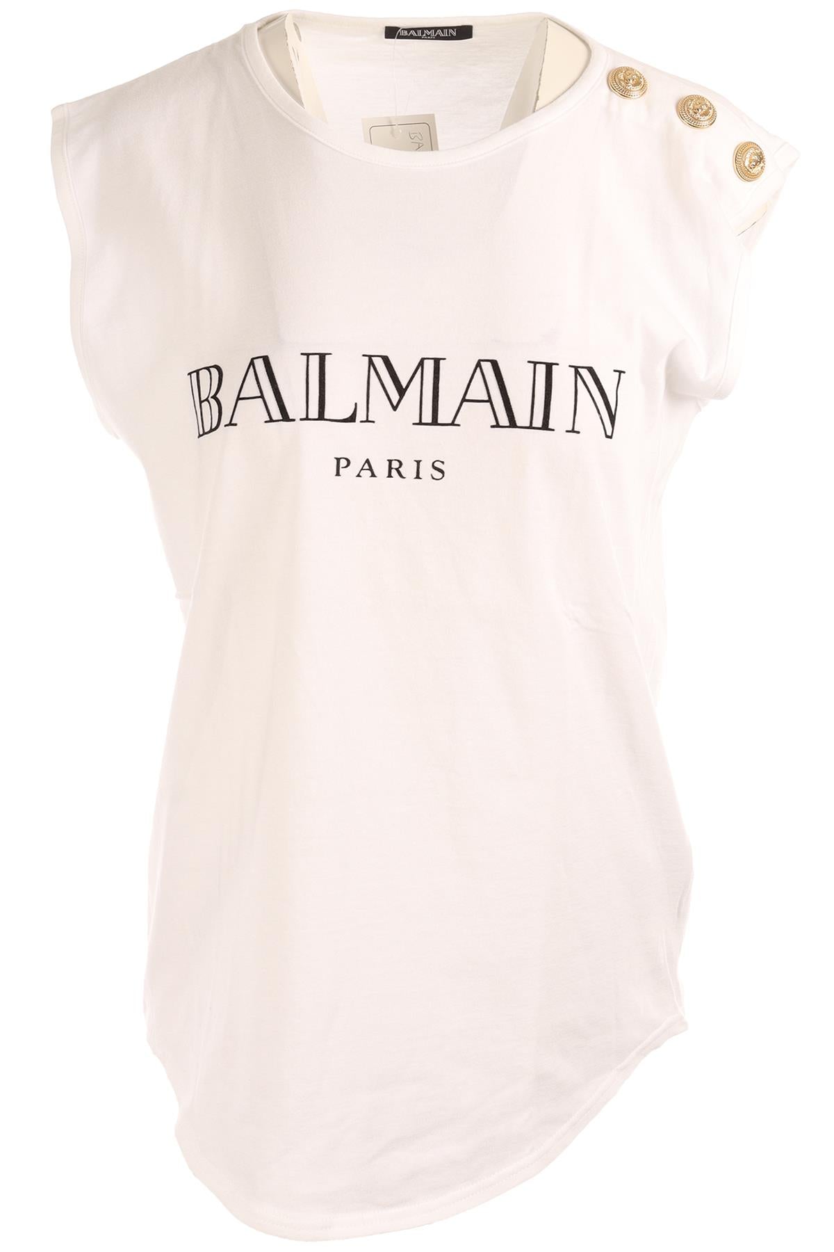 BALMAIN WHITE COTTON TOP IT 42 UK 10 US 6