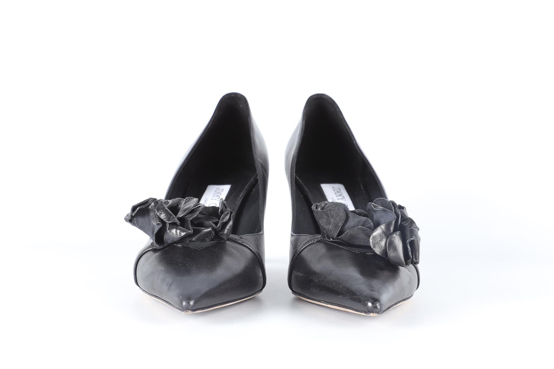 JIMMY CHOO BLACK LEATHER PUMPS EU 40 UK 7 US 10