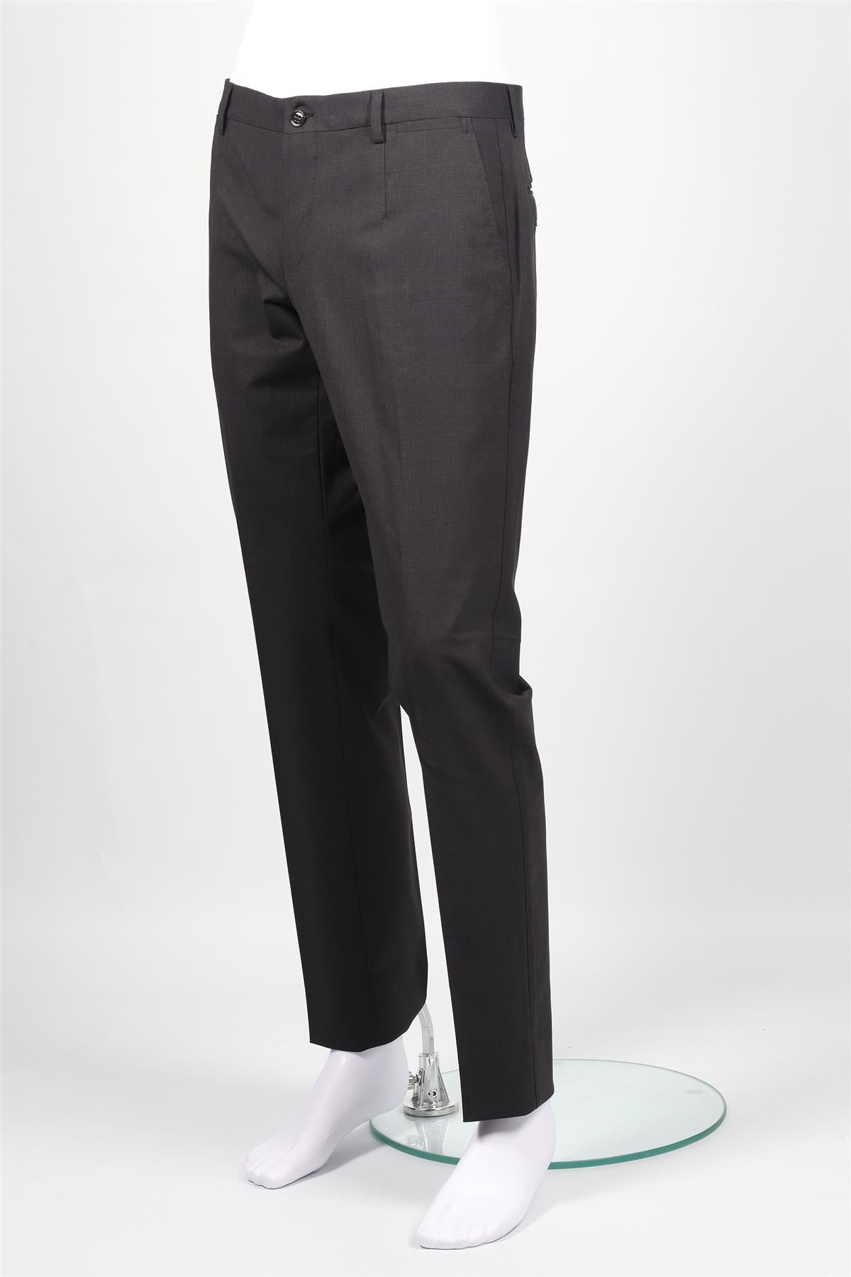 DOLCE & GABBANA GREY MEN'S WOOL BLEND STRAIGHT LEG PANTS IT 48 UK 32