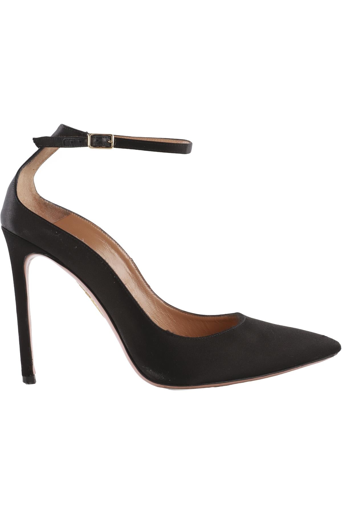 AQUAZZURA BLACK SATIN PUMPS EU 38.5 UK 5.5 US 8.5