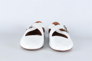 ALAÏA WHITE CRISS CROSS LEATHER BALLET FLATS EU 38.5 UK 5.5 US 8.5