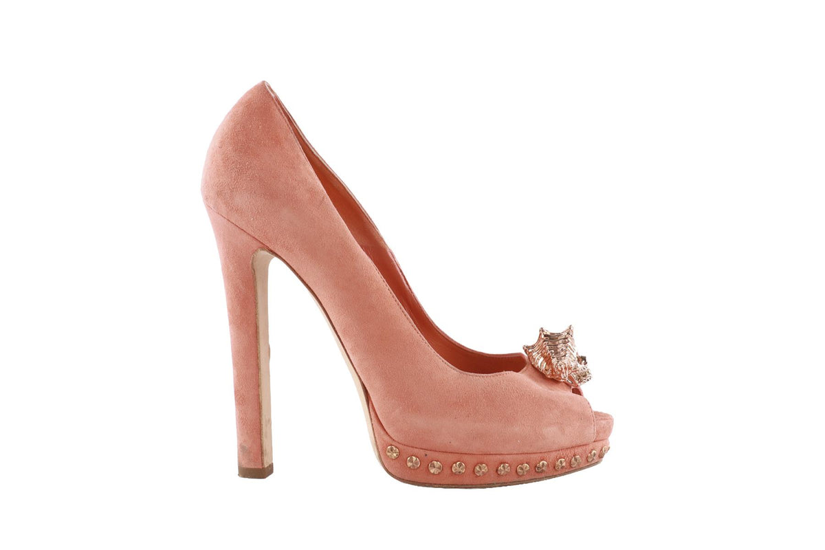 ALEXANDER MCQUEEN ORANGE SUEDE PATFORM PUMPS EU 38 UK 5 US 8