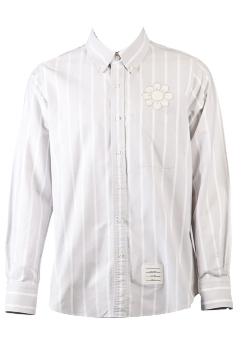 THOM BROWNE MEN'S STRIPED COTTON SHIRT LARGE