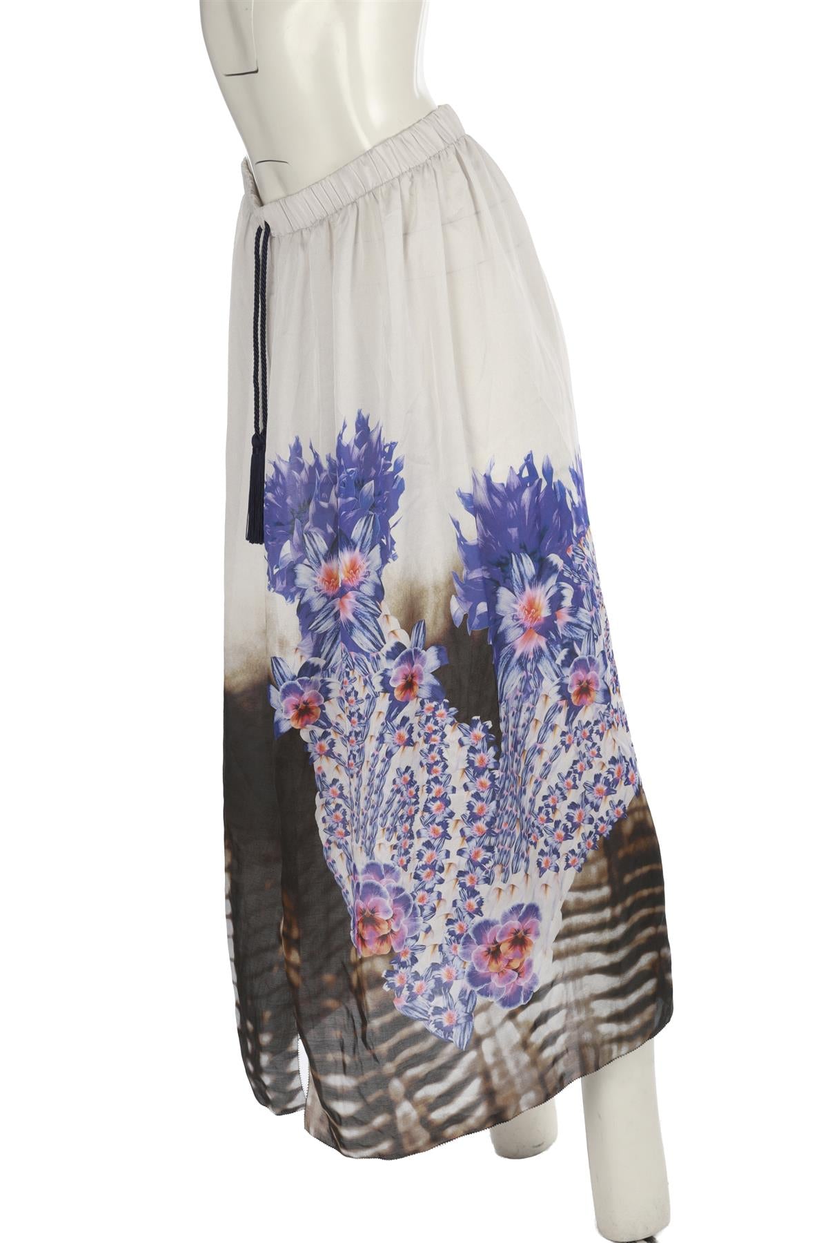 ROBERTO CAVALLI BEACHWEAR MULTI SATIN MAXI SKIRT ONE SIZE