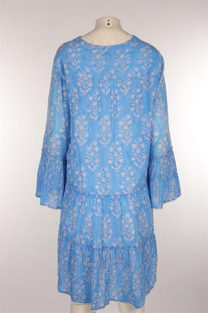 JULIET DUNN LONDON BLUE COTTON MINI DRESS 3 UK 12/14