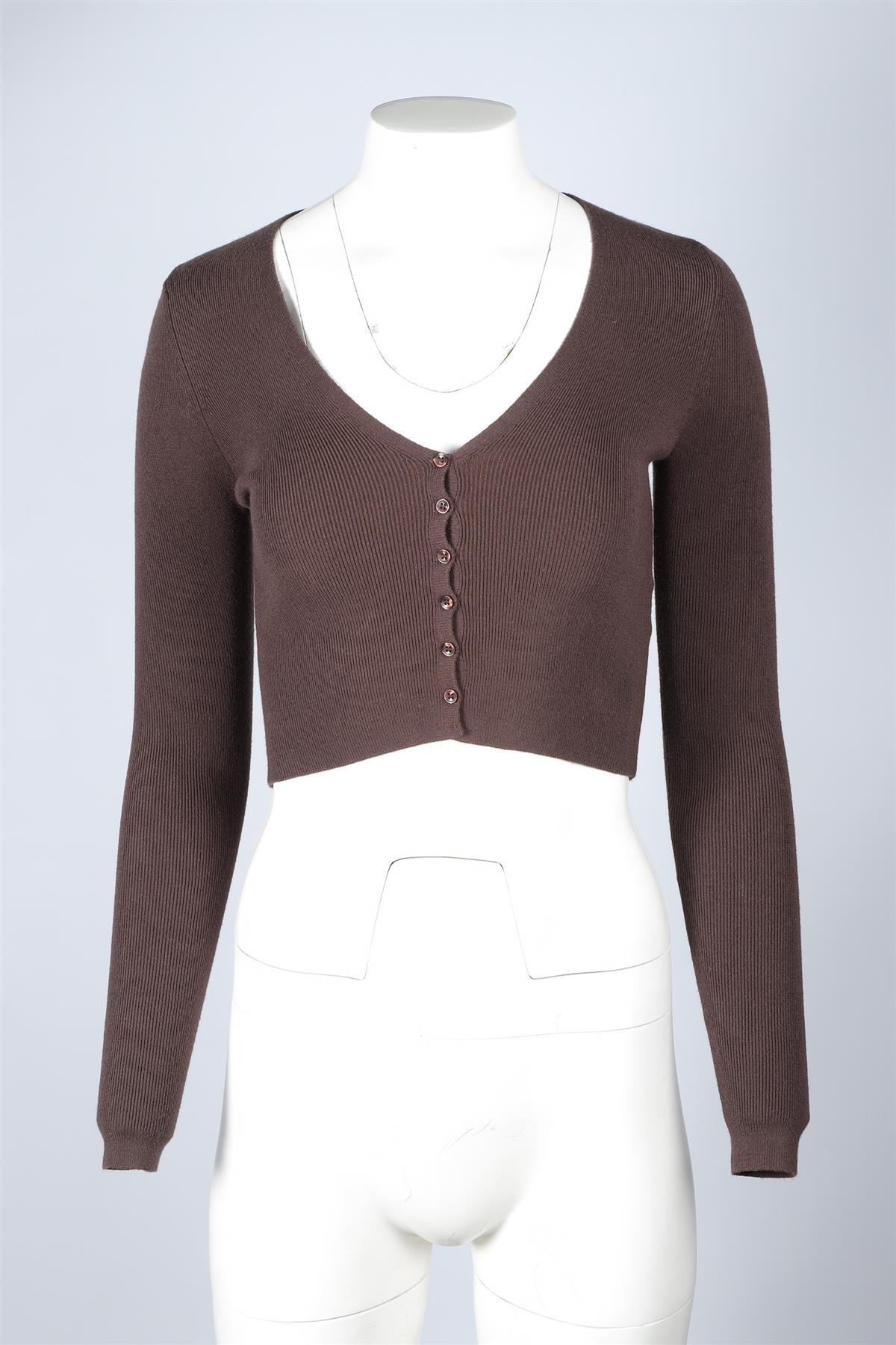 LESET BROWN KNIT CARDIGAN SMALL