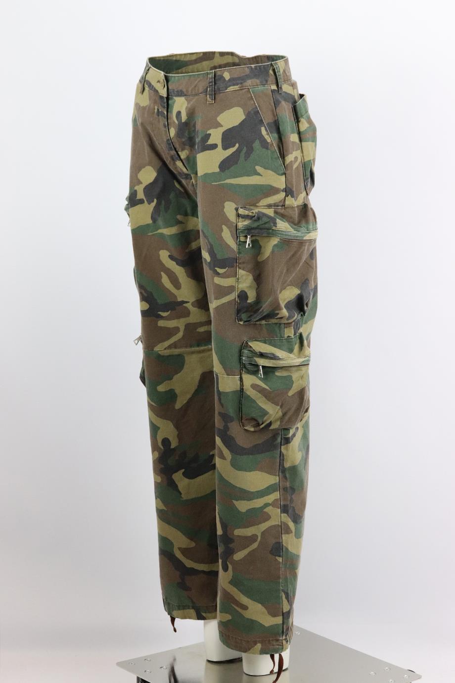JOHN ELLIOTT CAMOUFLAGE PRINT COTTON STRAIGHT LEG PANTS UK 8