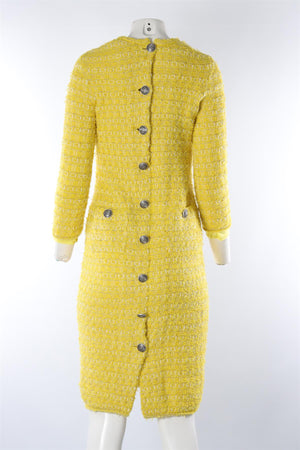BALENCIAGA YELLOW WOOL MIDI DRESS XSMALL