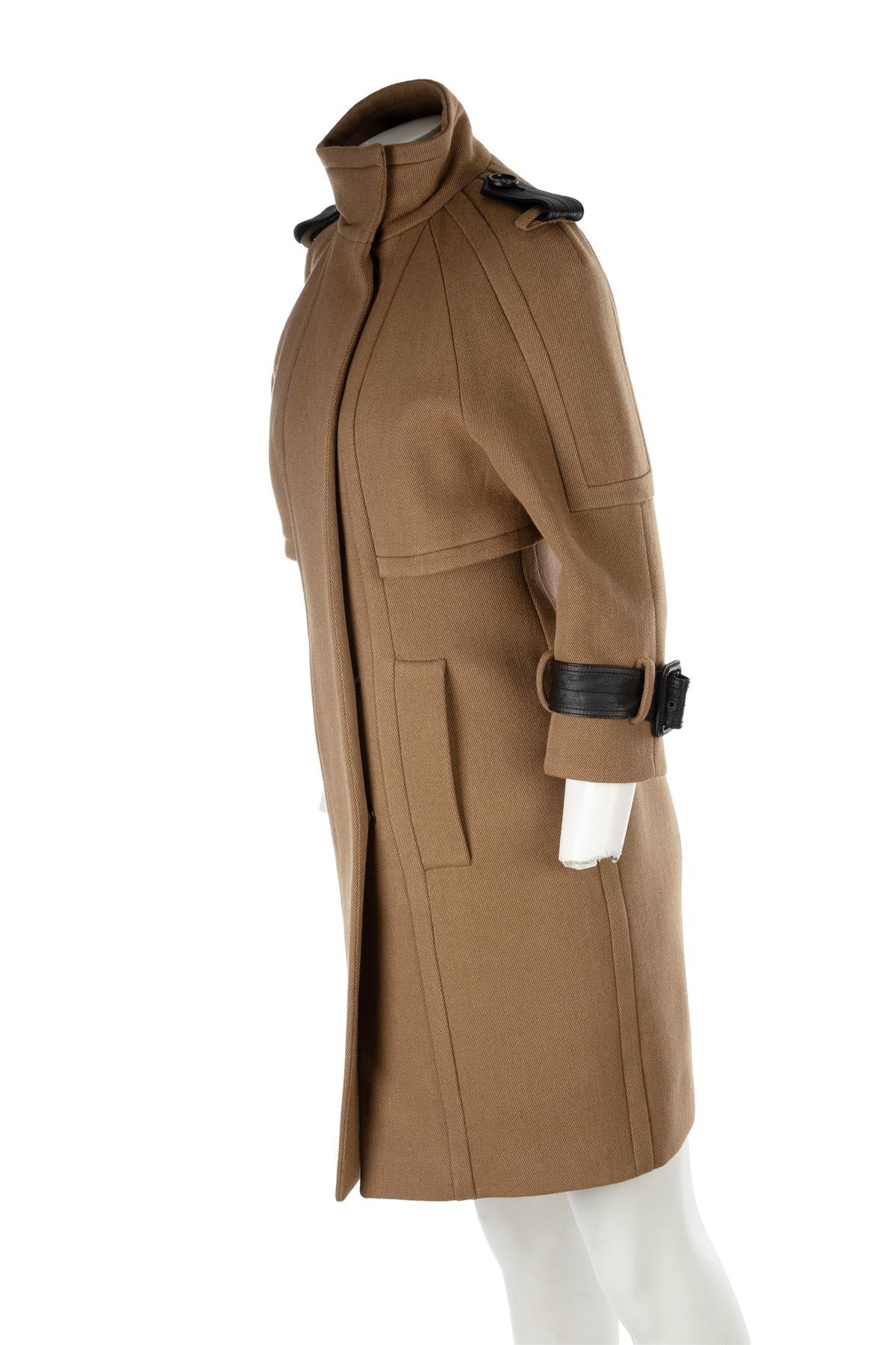 BURBERRY PRORSUM BROWN WOOL COAT IT 40 UK 8