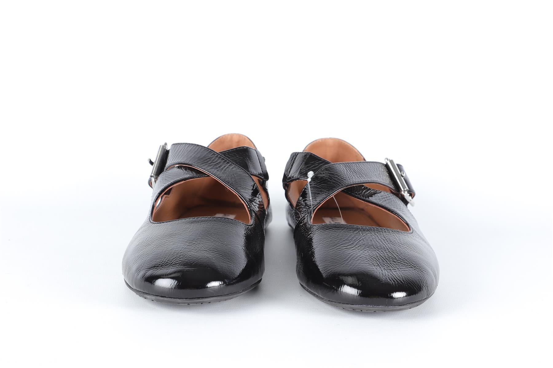 ALAÏA BLACK CRISS CROSS LEATHER BALLET FLATS EU 38 UK 5 US 8