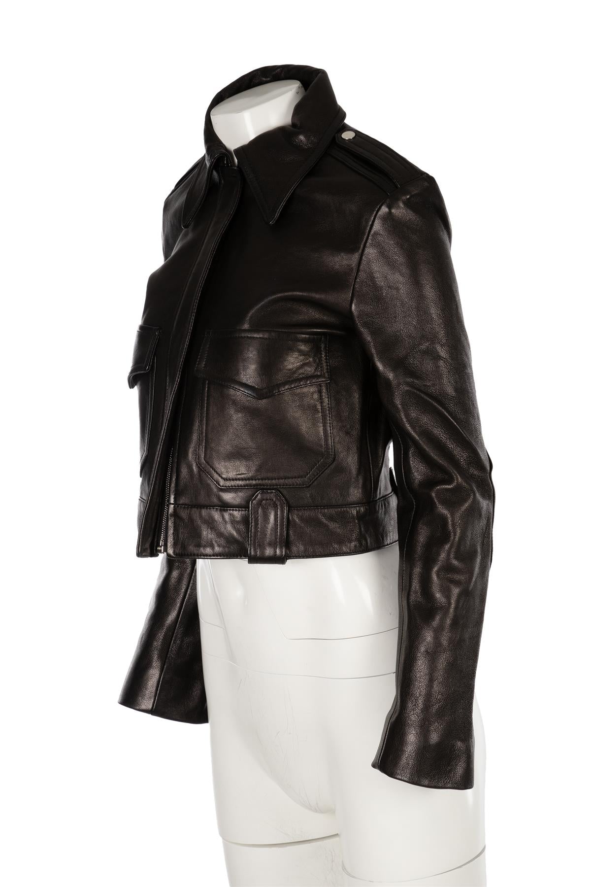 KHAITE BLACK CORDELIA LEATHER JACKET US 2 UK 6