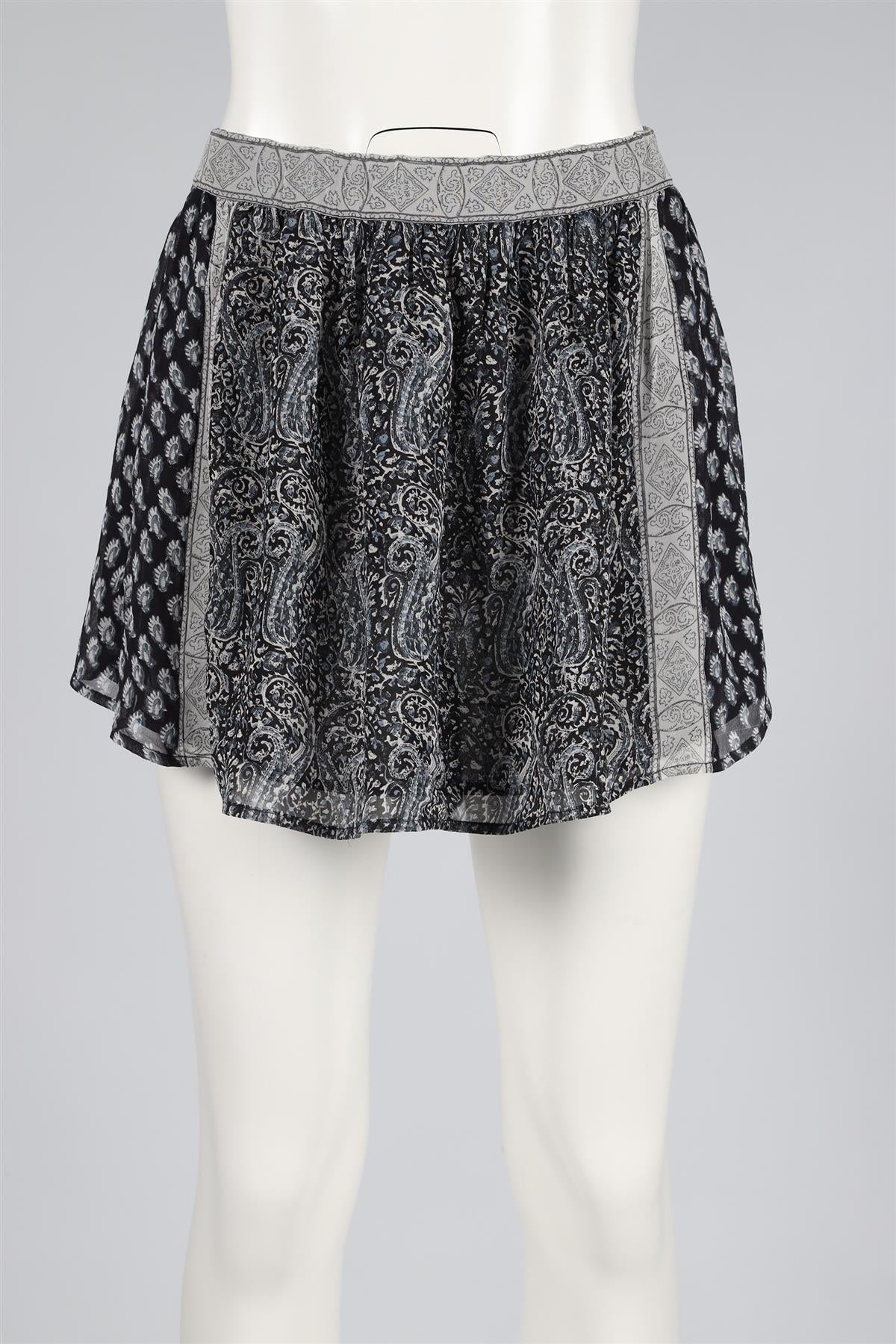 ULLA JOHNSON NAVY SILK MINI SKIRT US 4 UK 8