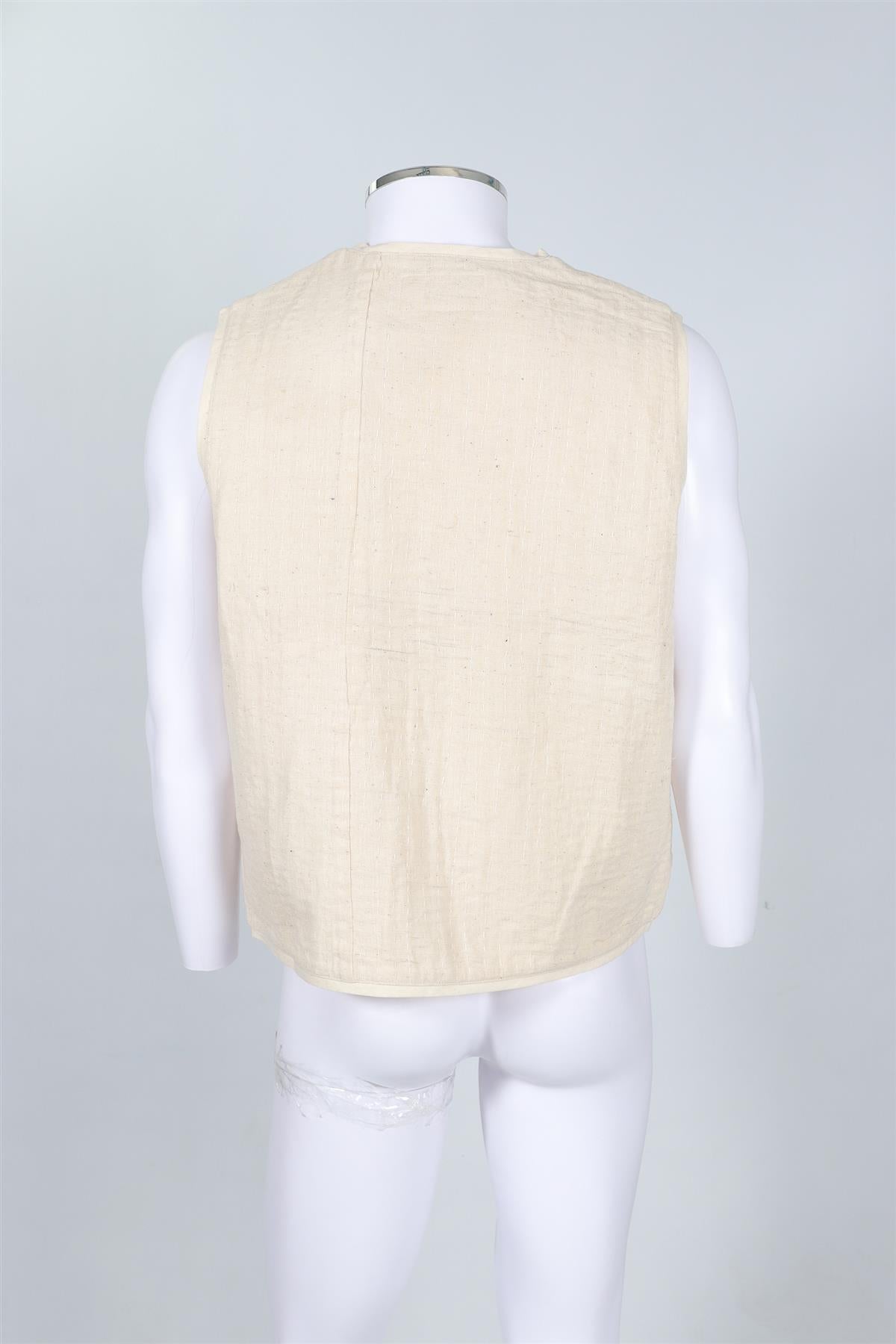 KARTIK RESEARCH CREAM MEN'S COTTON VEST SMALL