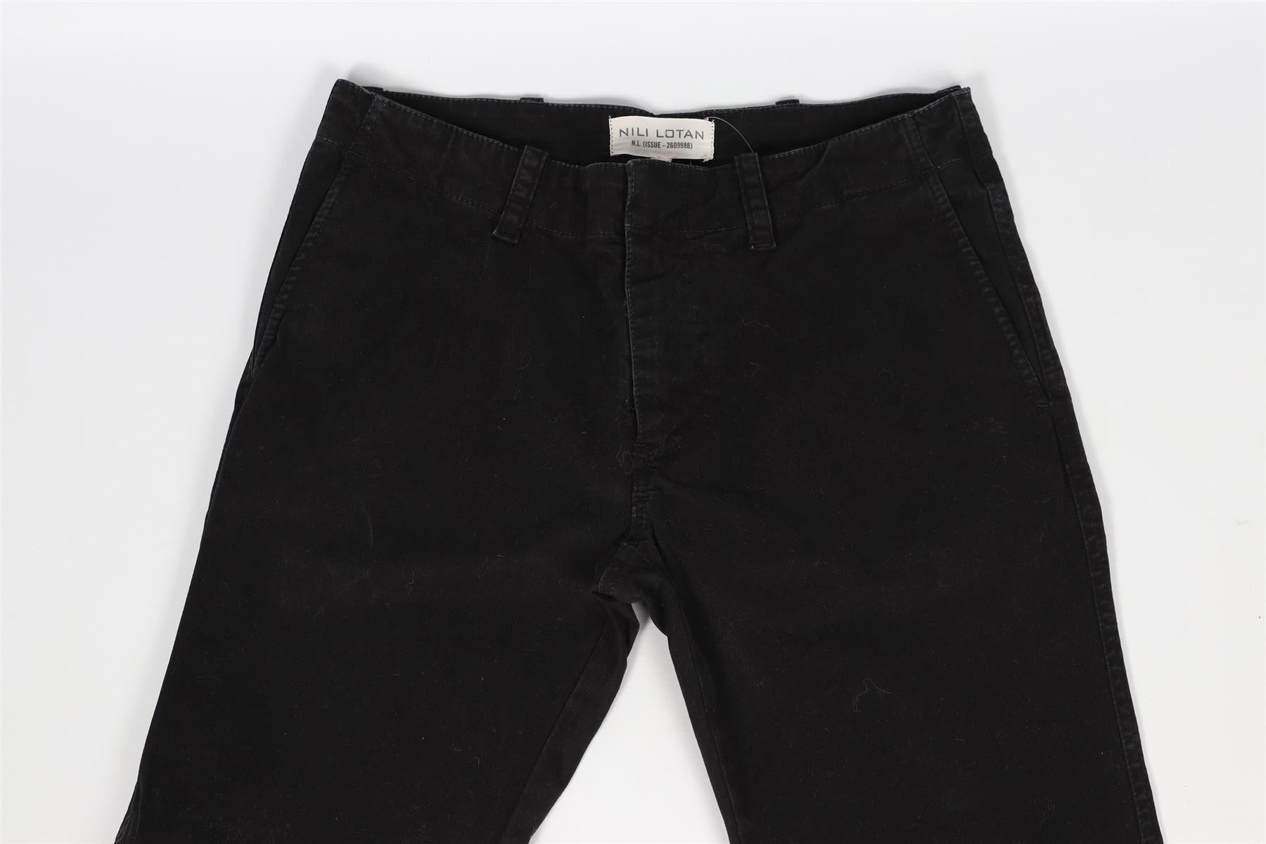 NILI LOTAN BLACK COTTON BLEND TAPERED PANTS US 0 UK 4