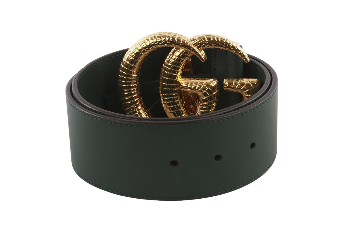 GUCCI GREEN GG LEATHER WAIST BELT 70CM