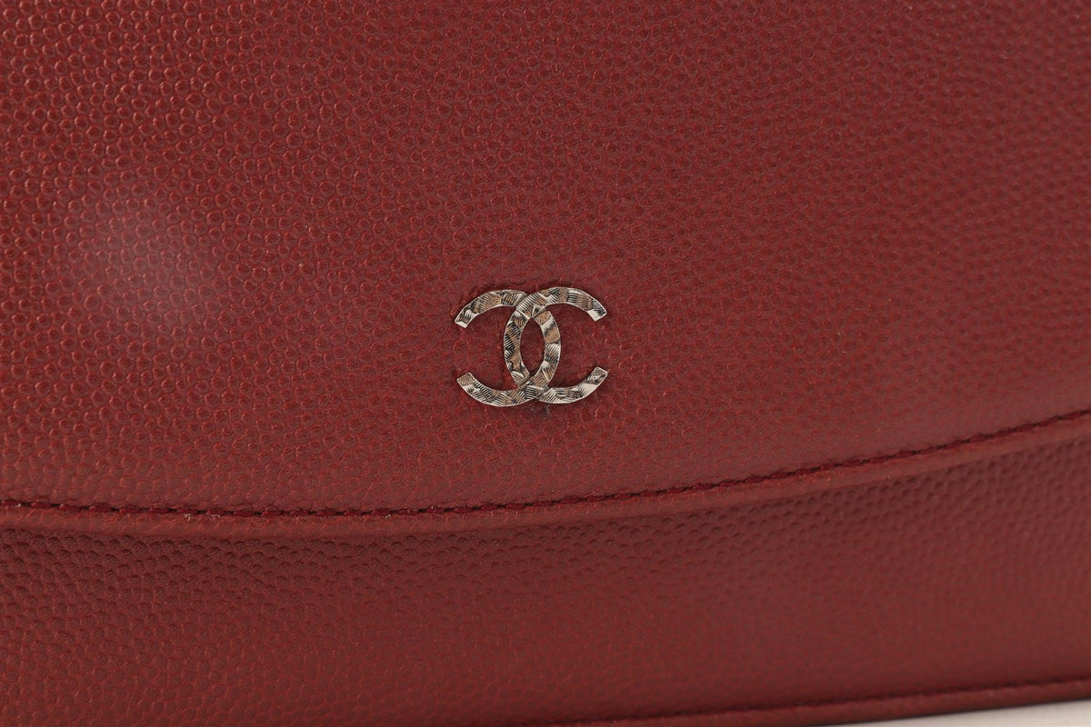 CHANEL RED 2012 SEVRUGA WALLET ON CHAIN CAVIAR LEATHER CROSSBODY BAG