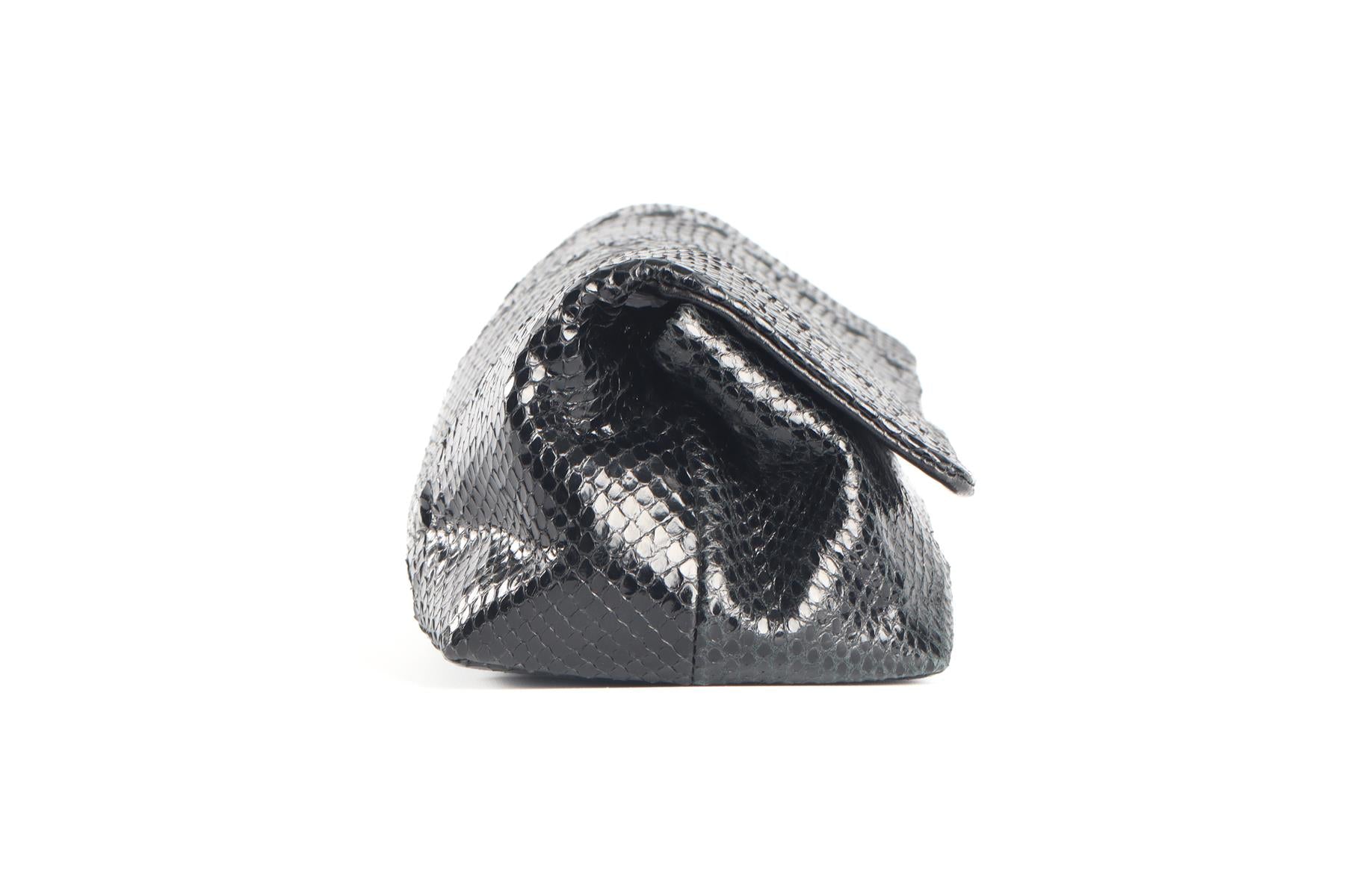 BOTTEGA VENETA BLACK AYER SNAKESKIN CLUTCH