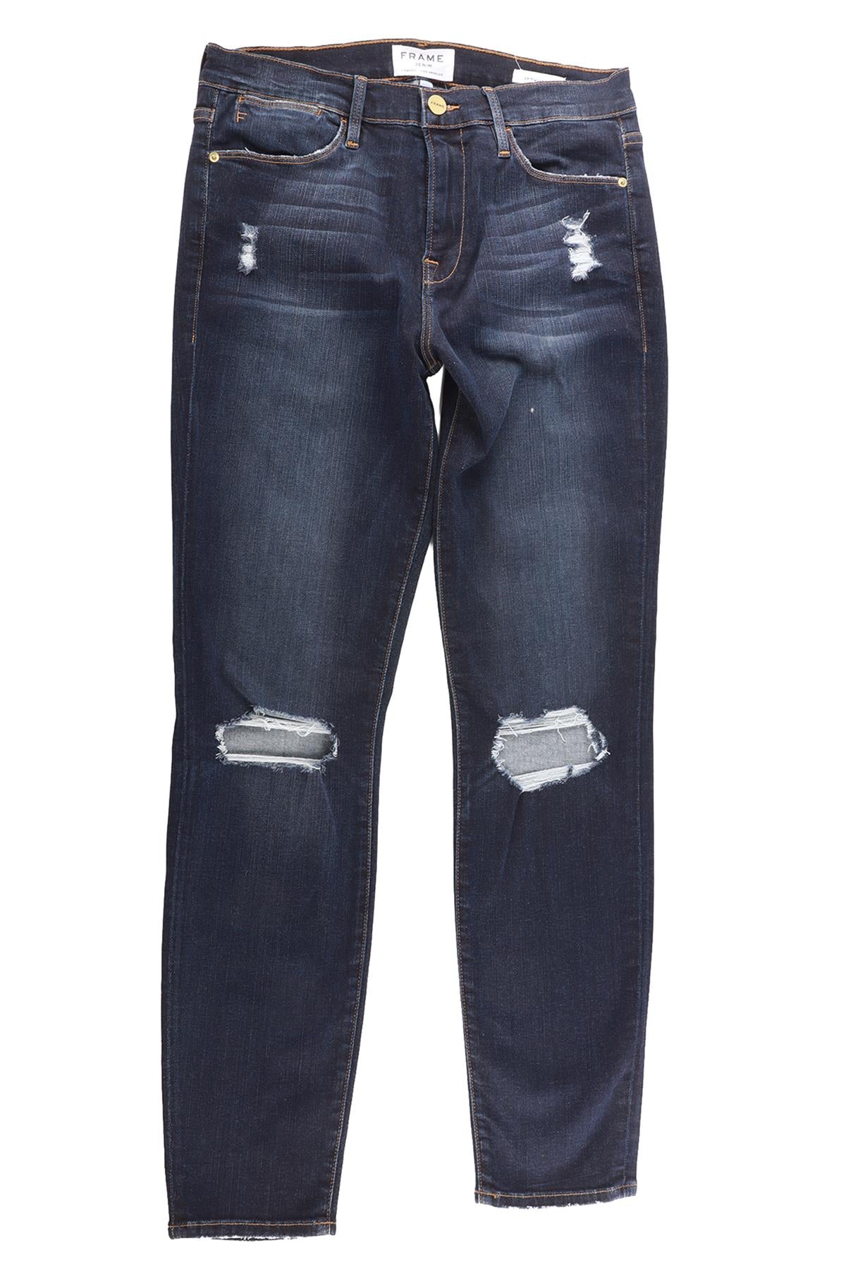 FRAME NAVY COTTON HIGH WAISTED JEANS W29 UK 10-12