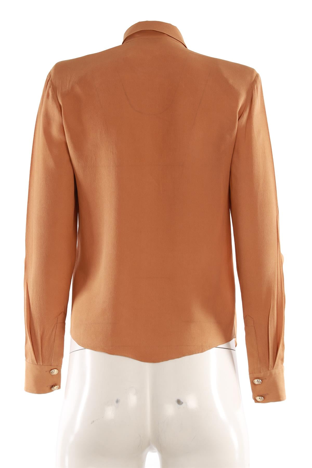 BALMAIN BROWN SILK SHIRT FR 36 UK 8
