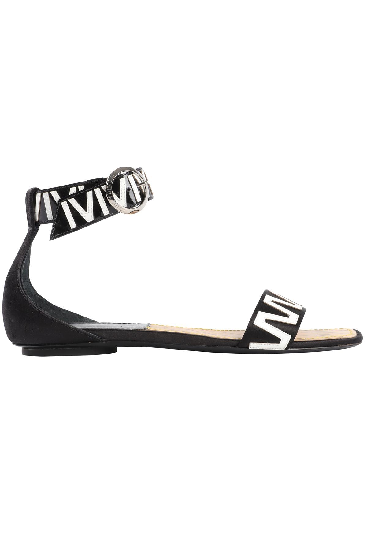 LOUIS VUITTON BLACK LEATHER SANDALS EU 38 UK 5 US 8