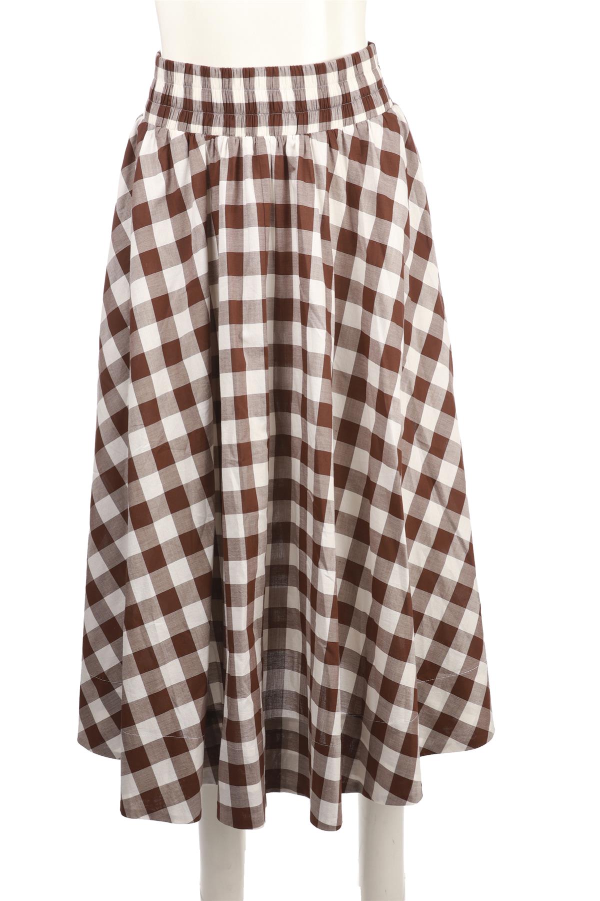 BROWN COTTON MAXI SKIRT