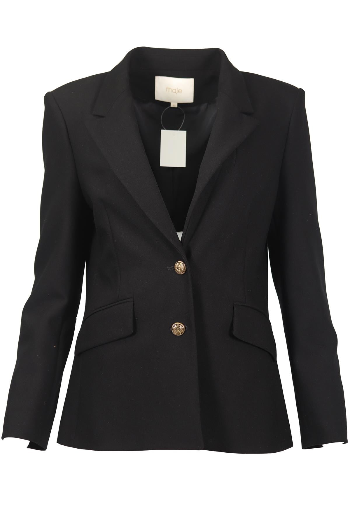 MAJE BLACK WOVEN BLAZER FR 42 UK 14