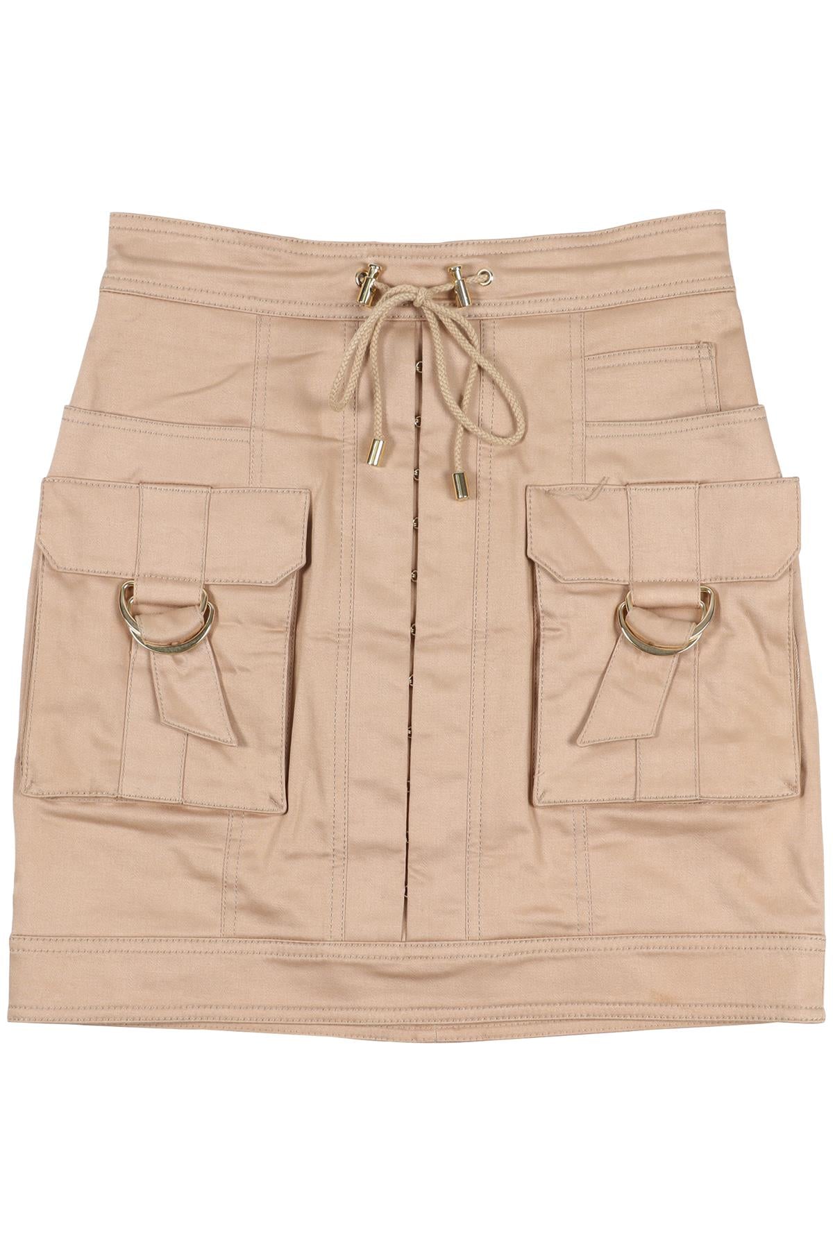 BALMAIN TAN COTTON MINI SKIRT FR 36 UK 8