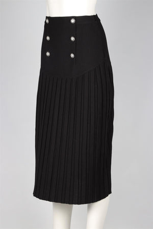 CHANEL BLACK 2021 WOOL MIDI SKIRT FR 38 UK 10