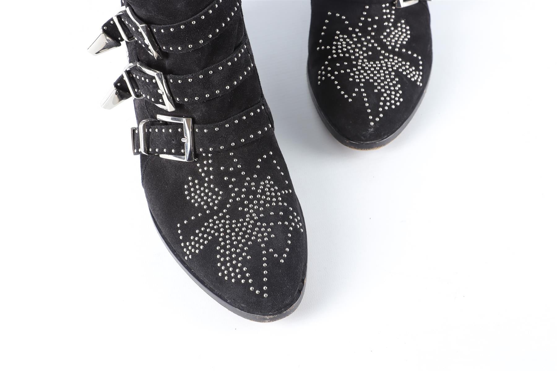 CHLOÉ BLACK SUSANNA SUEDE ANKLE BOOTS EU 39 UK 6 US 9