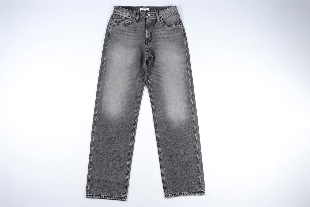 RE/DONE GREY HIGH RISE WIDE LEG JEANS W24 UK 6