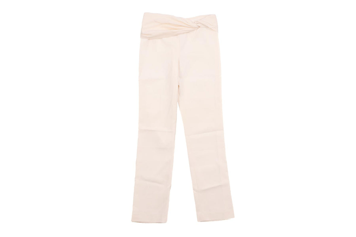 VERSACE IVORY VINTAGE SILK STRAIGHT LEG PANTS IT 38 UK 6