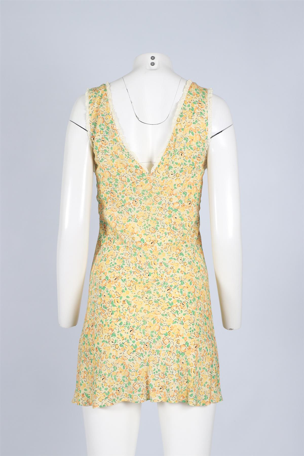 RIXO YELLOW CREPE MINI DRESS X-SMALL