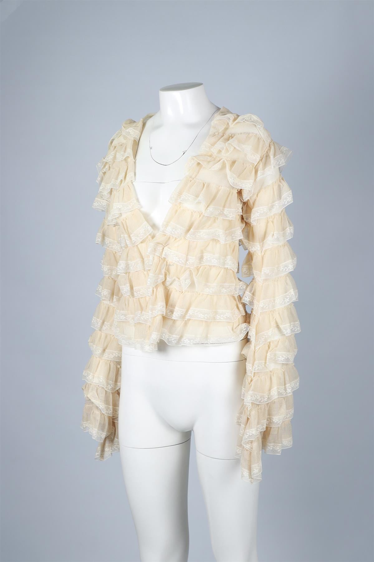 DOLCE & GABBANA CREAM LACE AND MESH CARDIGAN IT 40 UK 8