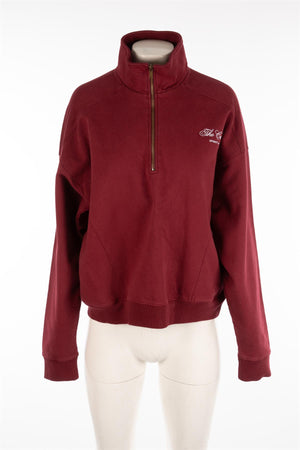 SPORTY & RICH + THE CARLYLE BURGUNDY COTTON SWEATSHIRT MEDIUM